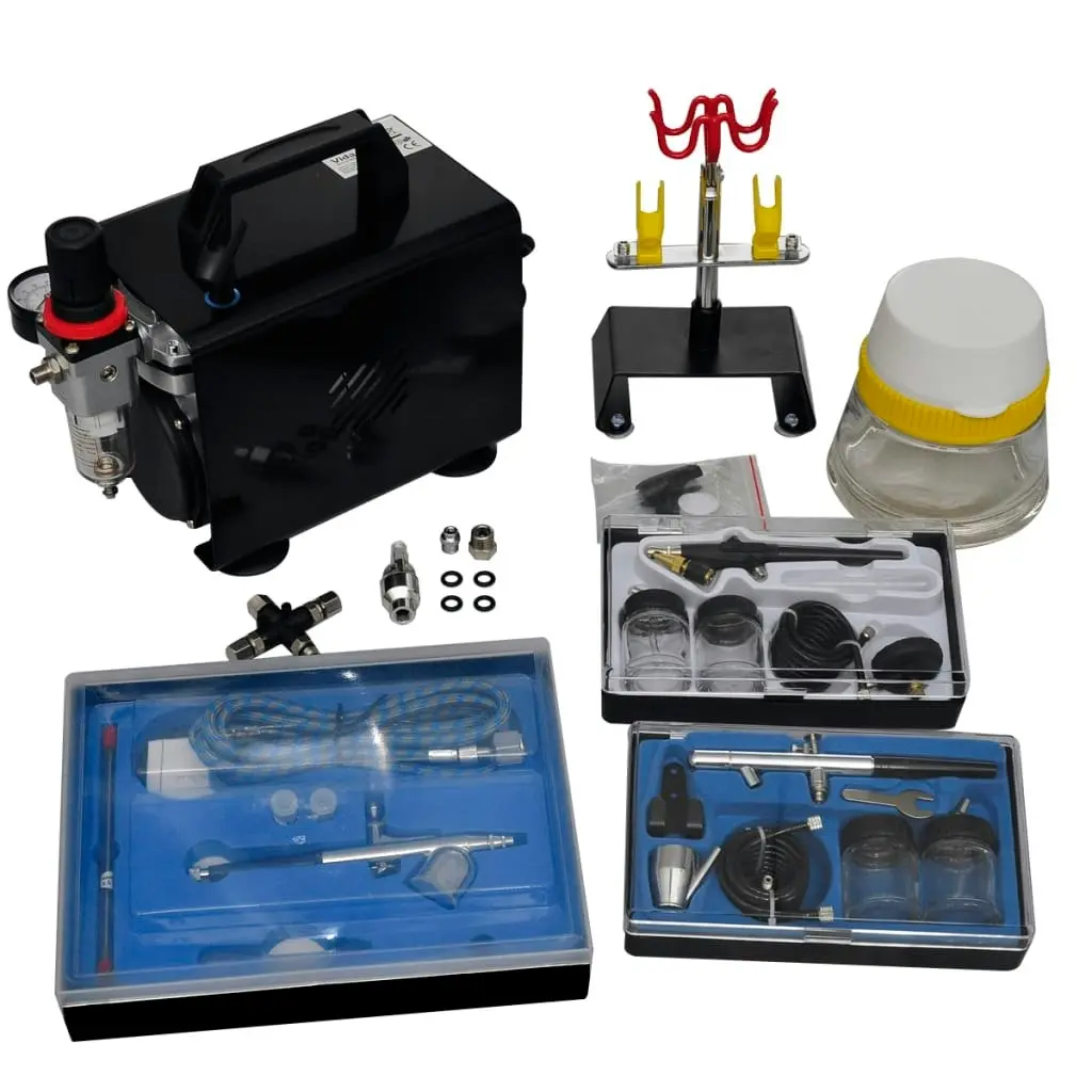 Airbrush compressor set with 3 pistols 255 x 135 x 220 mm 140286