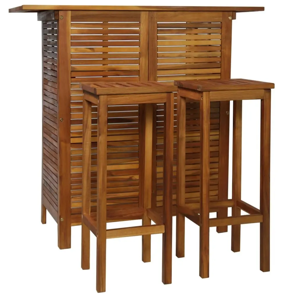 Bar Table and Chair Set 3 Pieces Solid Acacia Wood 44008