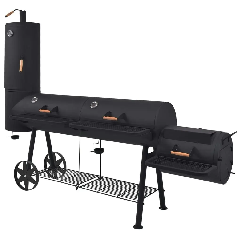 BBQ Charcoal Smoker with Bottom Shelf Black Heavy XXXL 43156