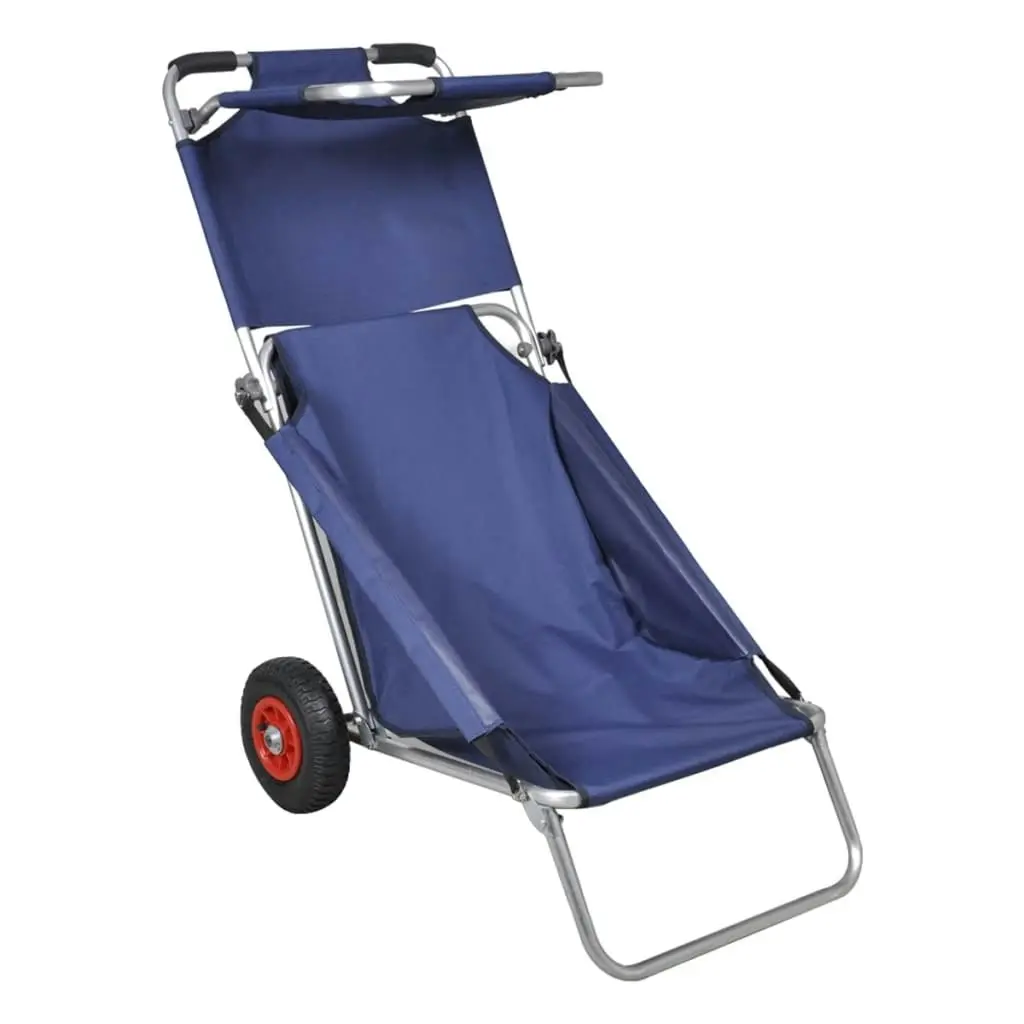 Beach Trolley with Wheels Portable Foldable Blue 90446