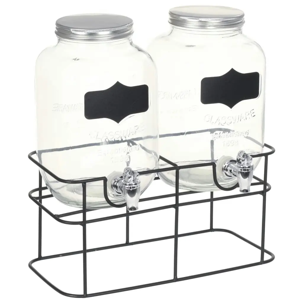 Beverage Dispensers 2 pcs with Stand 2 x 4  L Glass 50830