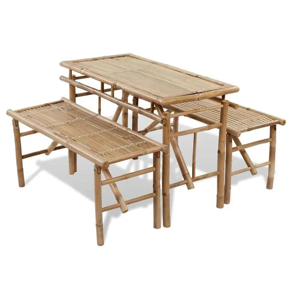 Beer Table with 2 Benches 100 cm Bamboo 41502