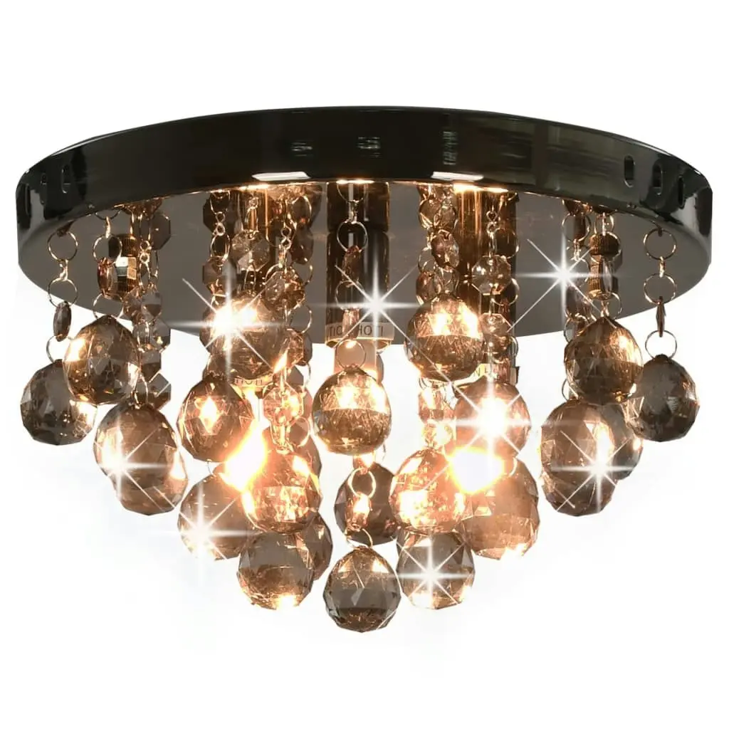 Ceiling Lamp with Smoky Beads Black Round G9 281581