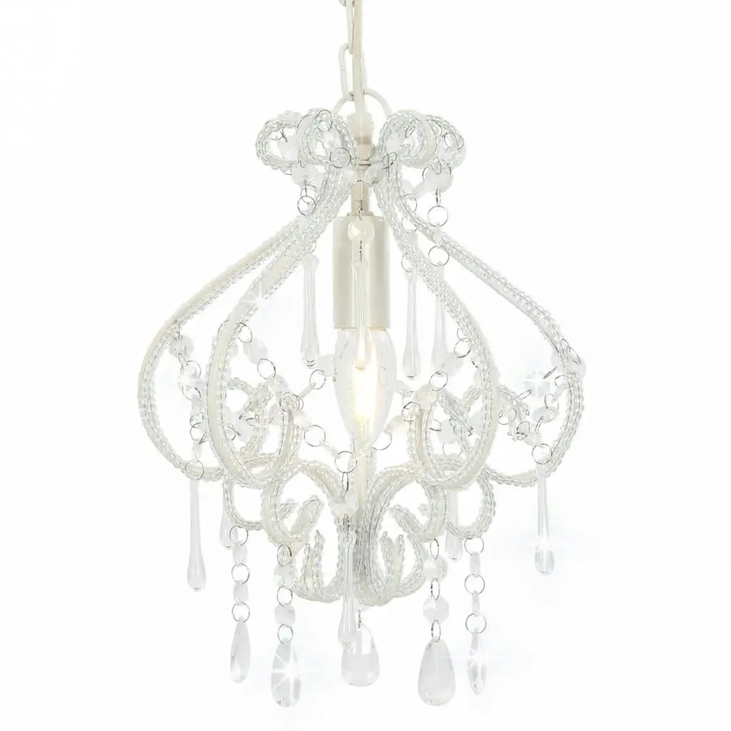 Ceiling Lamp with Beads White Round E14 281593