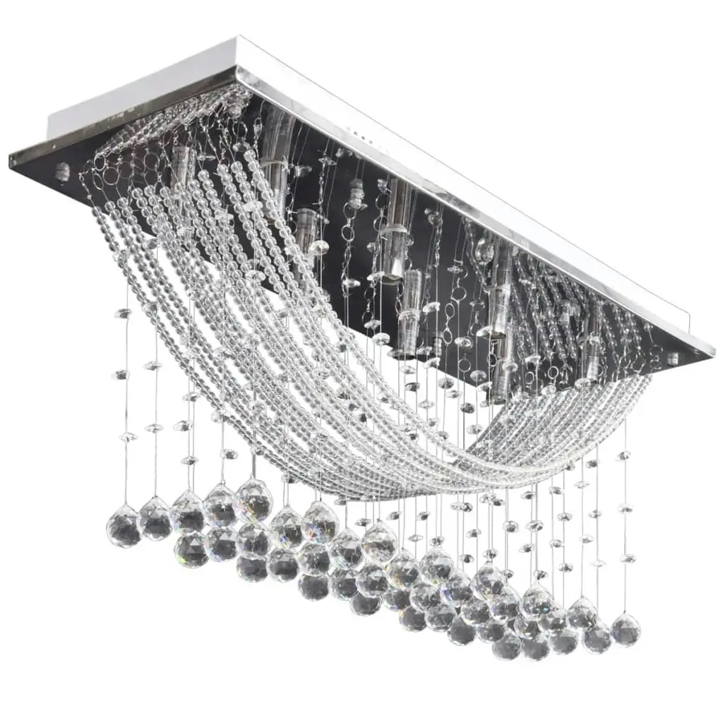 Ceiling Lamp with Glittering Glass Crystal Beads 8 x G9 29 cm 241391