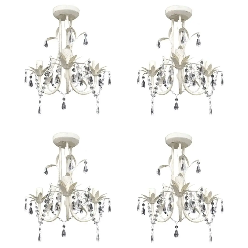 Crystal Pendant Ceiling Lamp Chandeliers 4 pcs Elegant White 278739