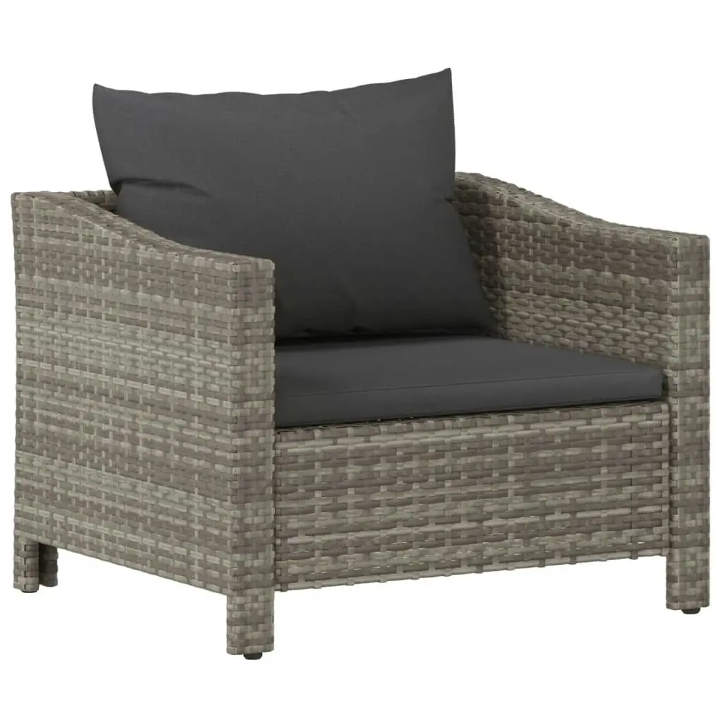 Garden Armchair with Cushion Grey Poly Rattan 362693