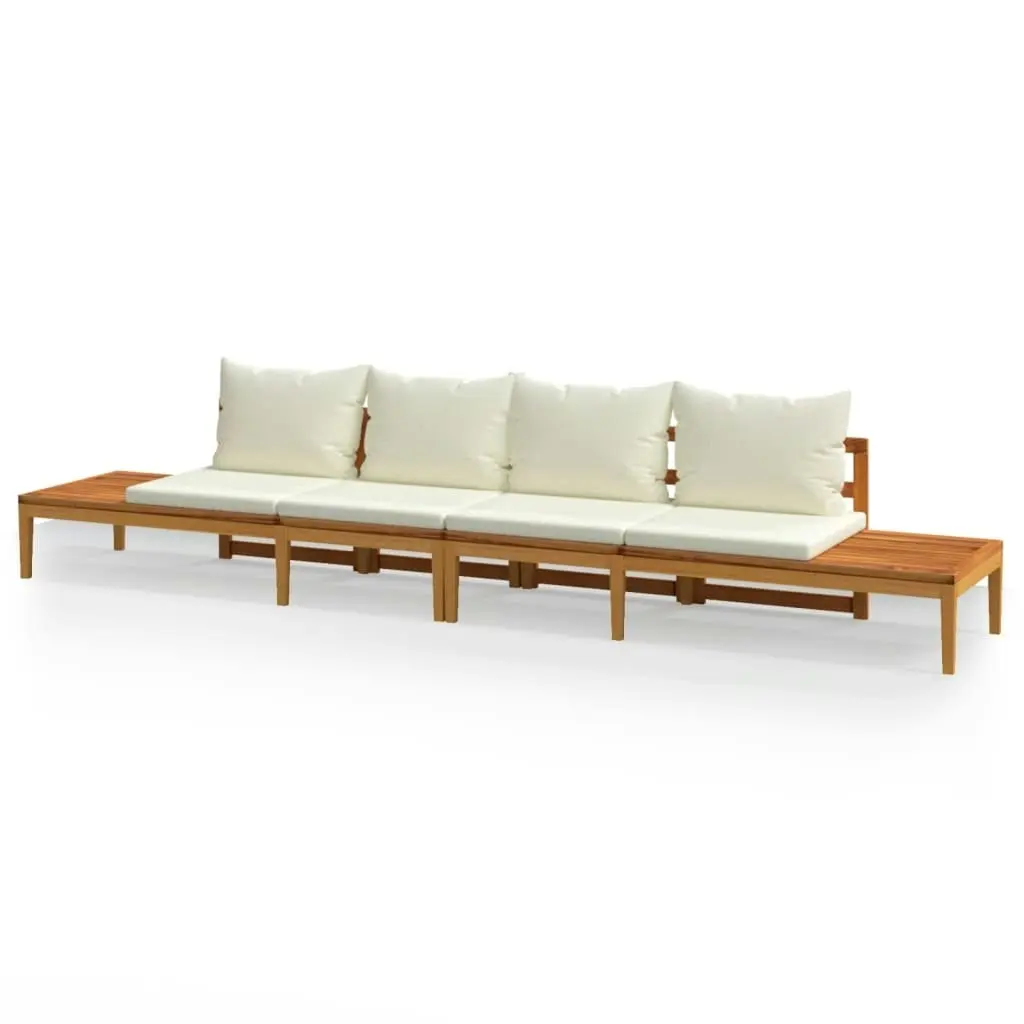 Garden Benches with Cream White Cushions 2 pcs Acacia Wood 3087280