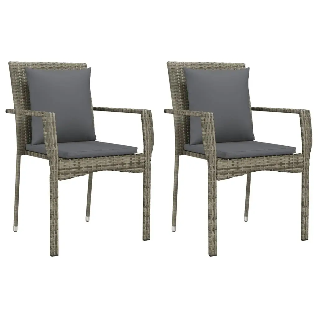 Garden Chairs with Cushions 2 pcs Poly Rattan Grey 319878