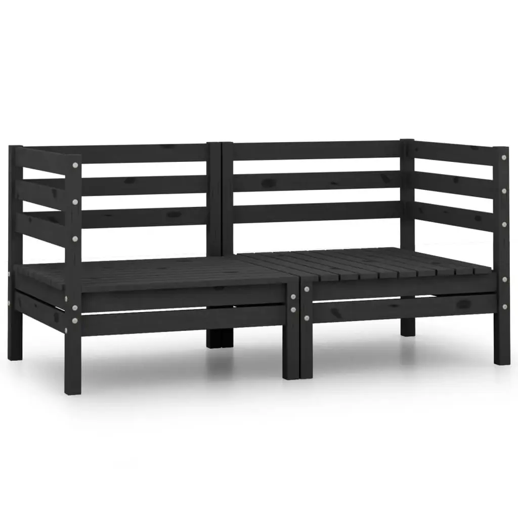 Garden Corner Sofas 2 pcs Black Solid Pinewood 806586