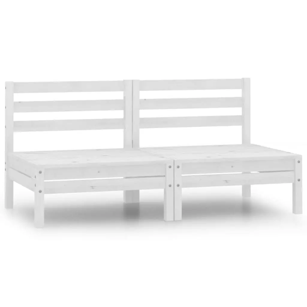 Garden Middle Sofas 2 pcs White Solid Pinewood 806588