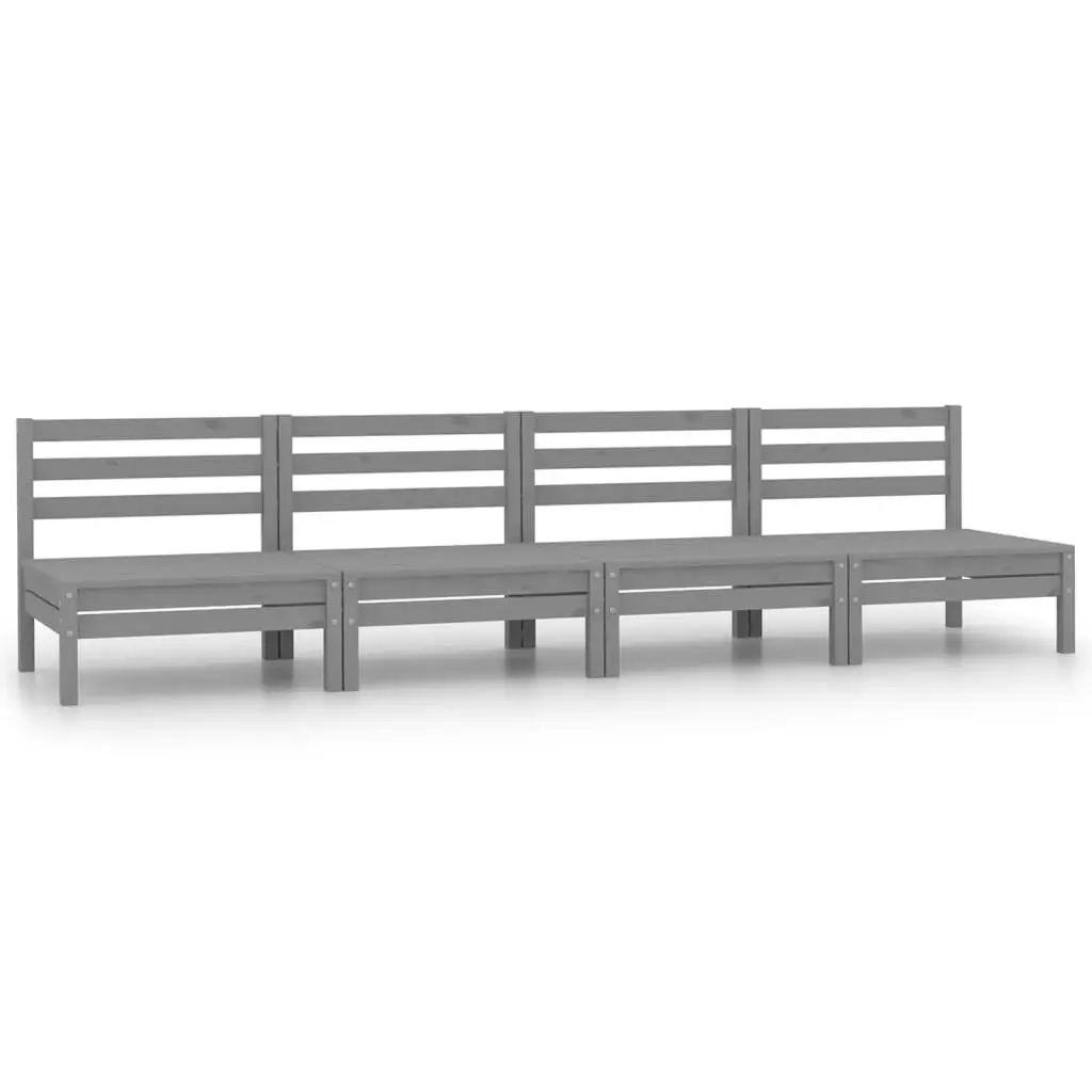 Garden Middle Sofas 4 pcs Grey Solid Pinewood 806594