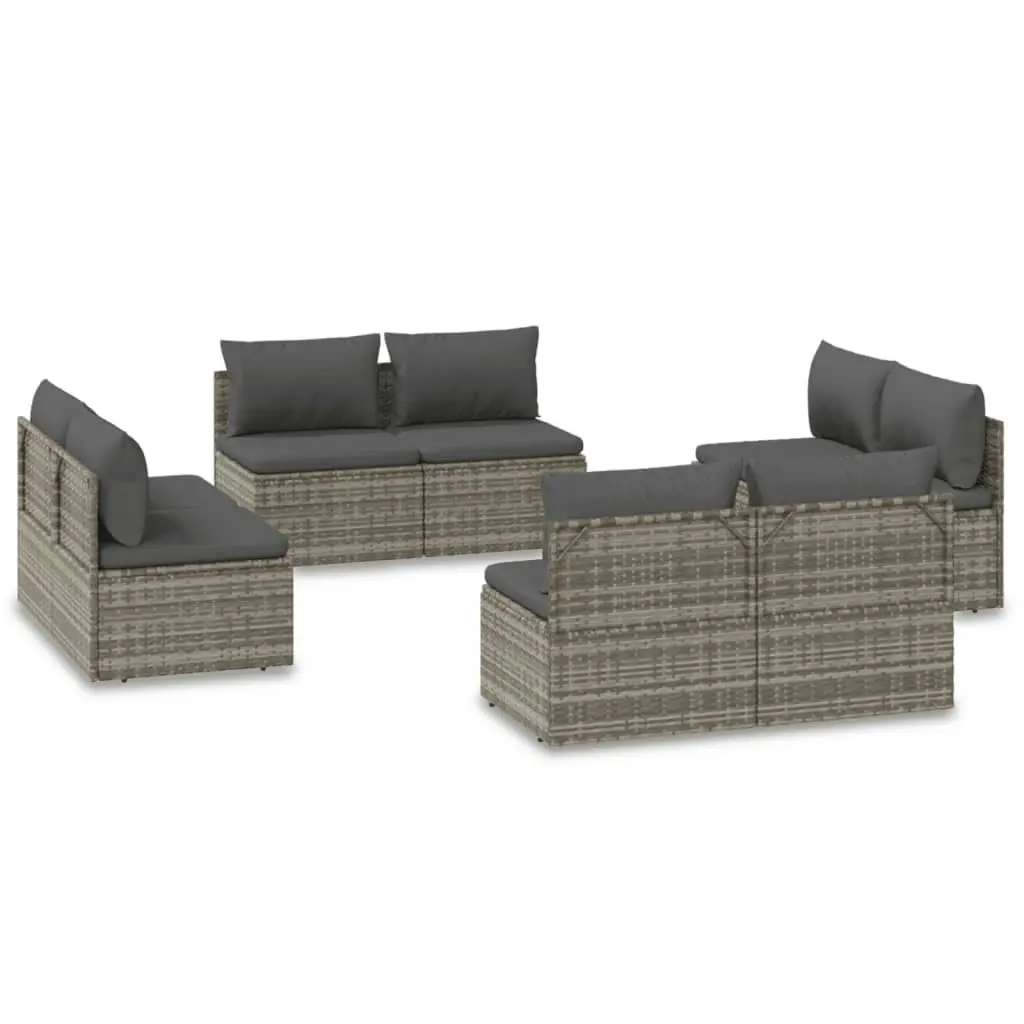 Garden Middle Sofas 8 pcs Grey 57x57x56 cm Poly Rattan 3157505