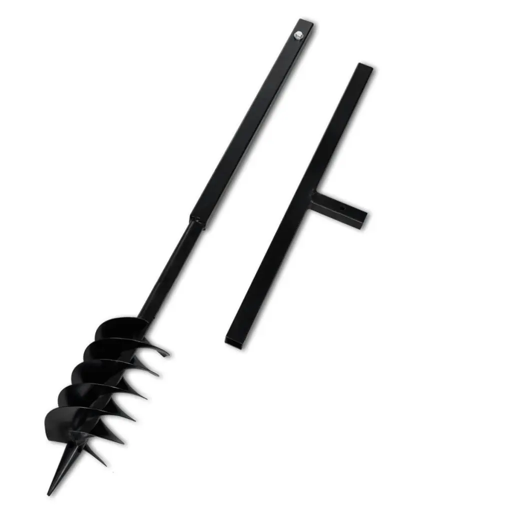 Ground Drill with Handle Auger Bit 120 mm Double Spirals Steel Black 141025