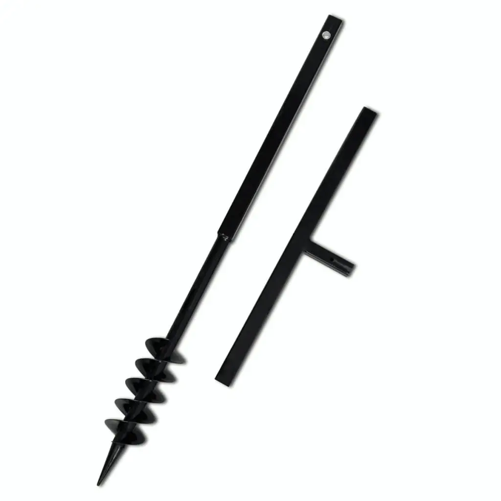 Ground Drill with Handle Auger Bit 80 mm Double Spirals Steel Black 141023