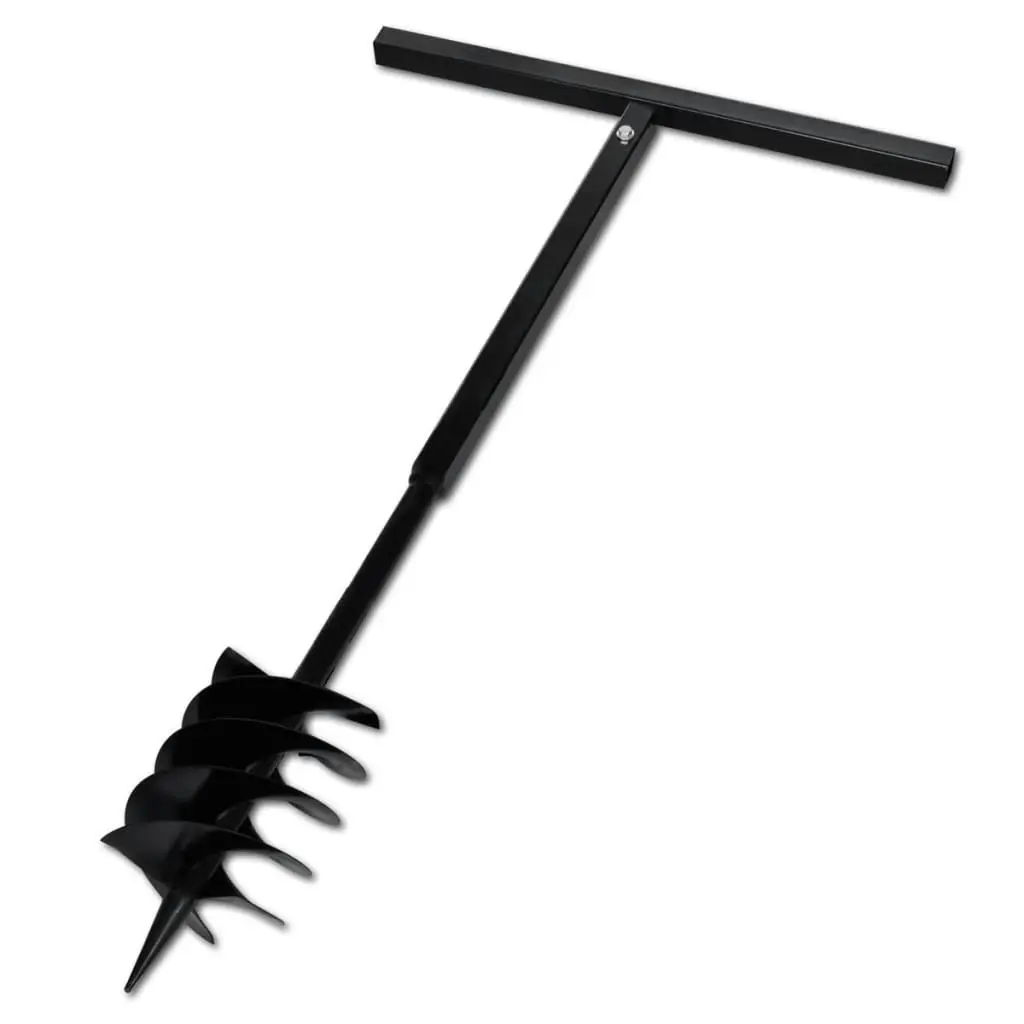 Ground Drill with Handle Auger Bit 180mm 3 Spirals Steel Black 141027