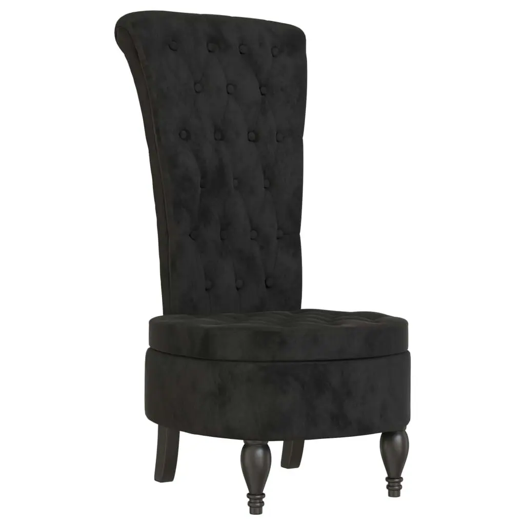 High Back Chair Black Velvet Button Design 352468