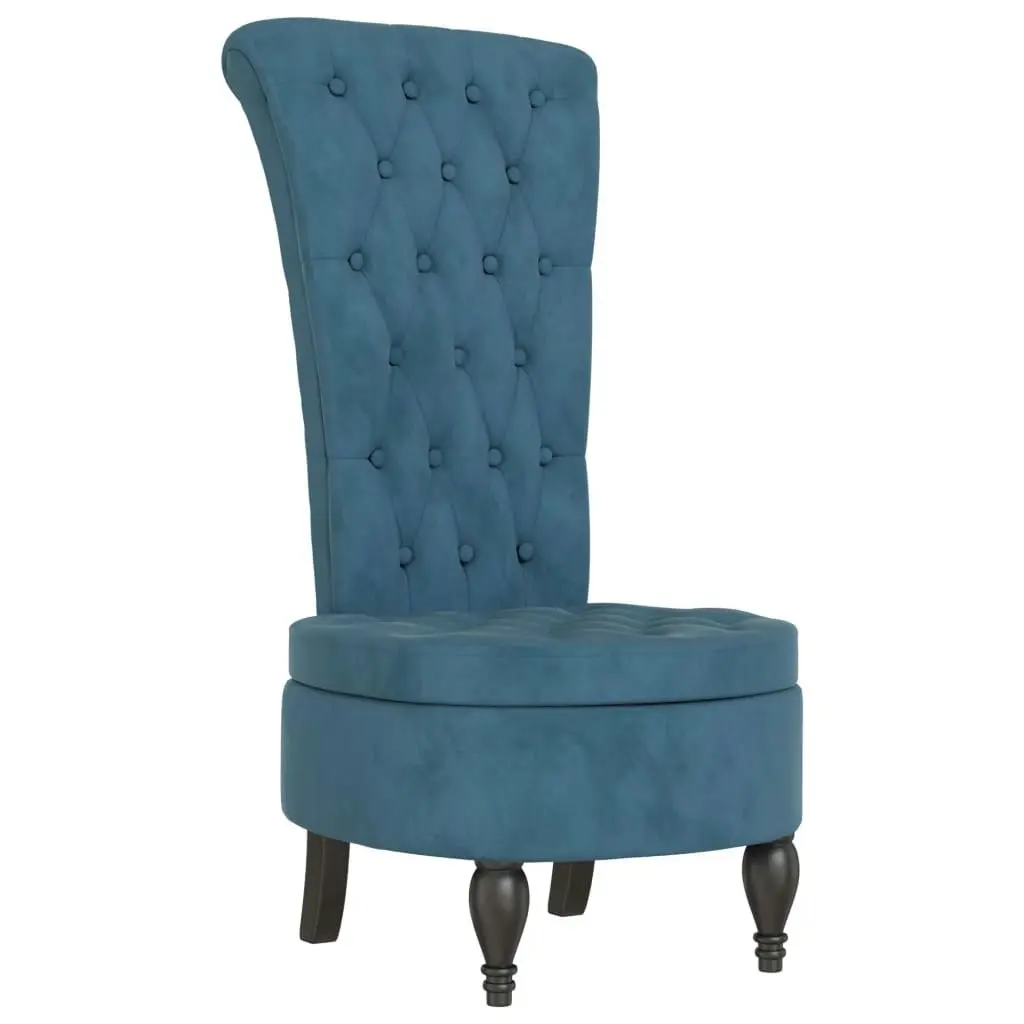 High Back Chair Blue Velvet Button Design 352463