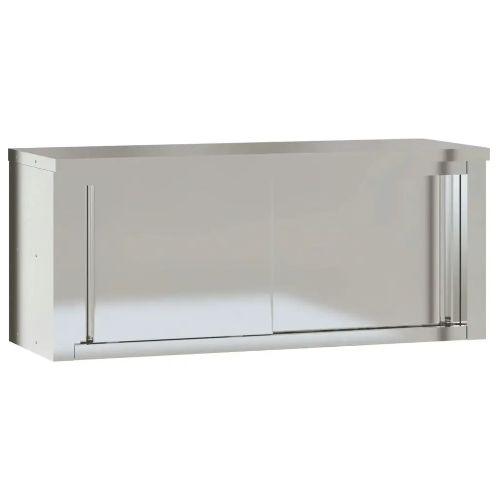 Kitchen Wall Cabinet with Sliding Doors Stainless Steel 376443