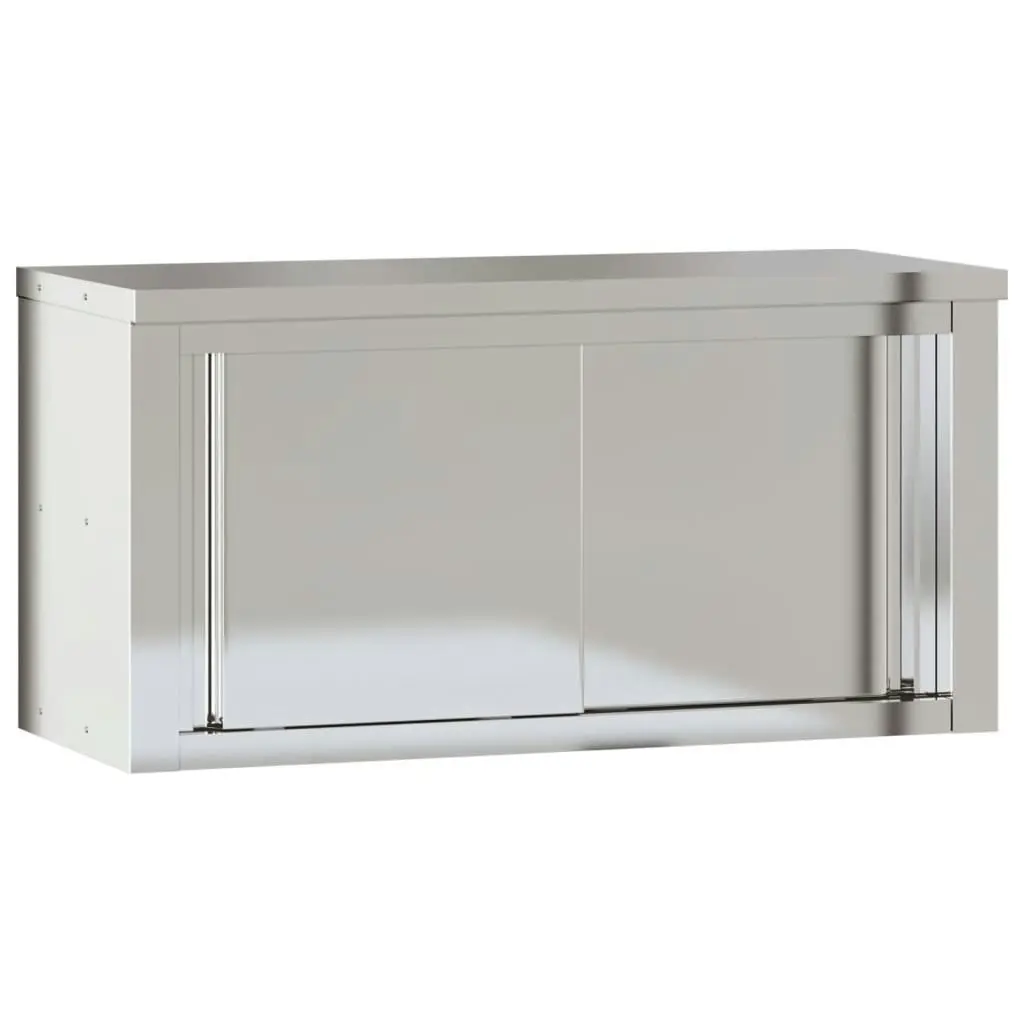 Kitchen Wall Cabinet with Sliding Doors Stainless Steel 376442