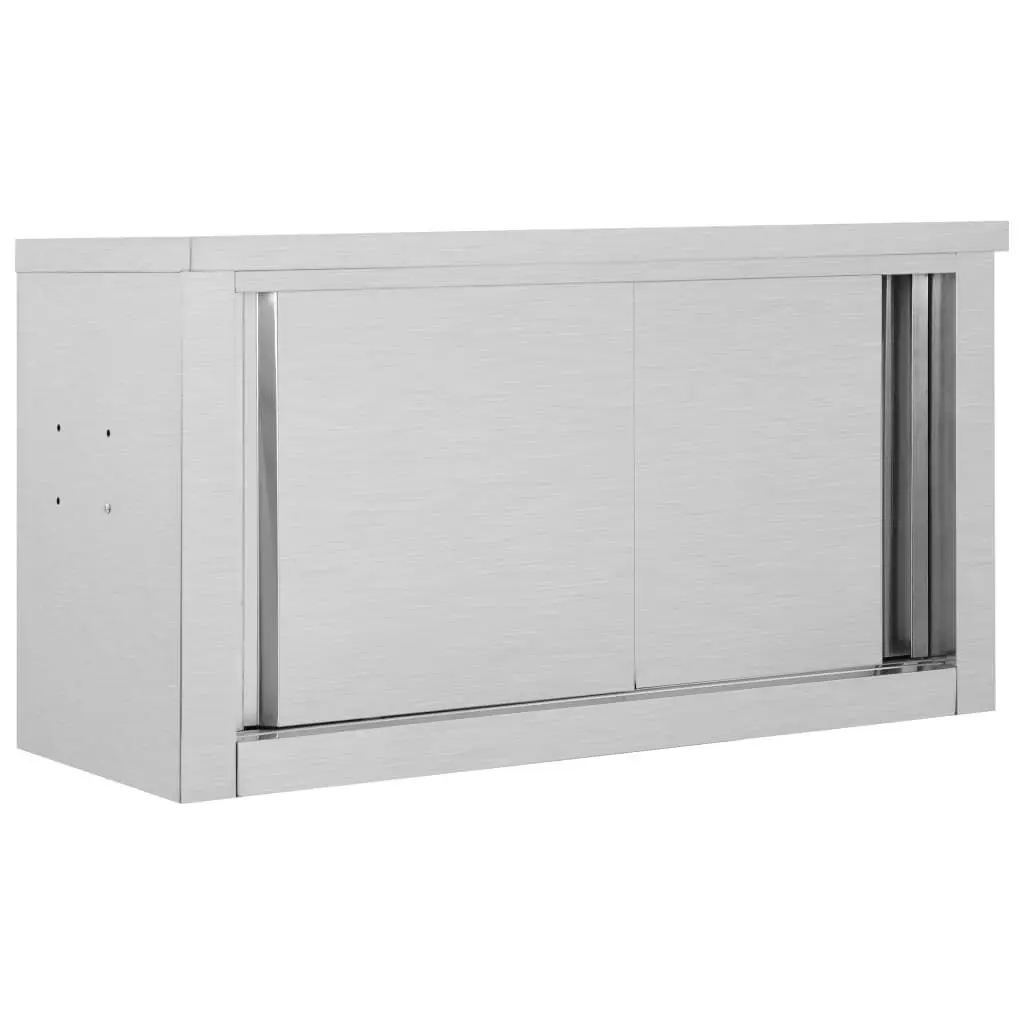 Kitchen Wall Cabinet with Sliding Doors 90x40x50 cm Stainless Steel 51052