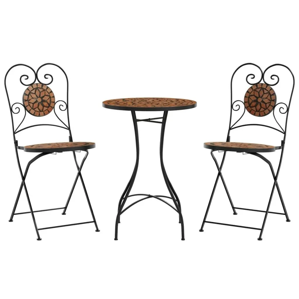 Mosaic Bistro Set Terracotta Iron and Ceramic 3216352