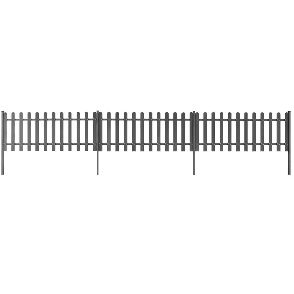 Picket Fence with Posts 3 pcs WPC 600x60 cm 42826