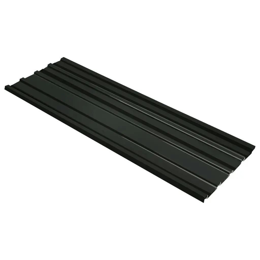 Roof Panels 12 pcs Galvanised Steel Anthracite 145720