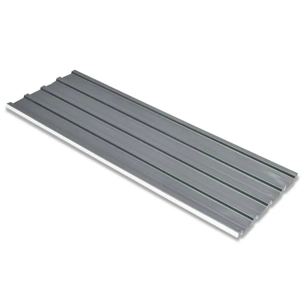 Roof Panels 12 pcs Galvanised Steel Grey 42985