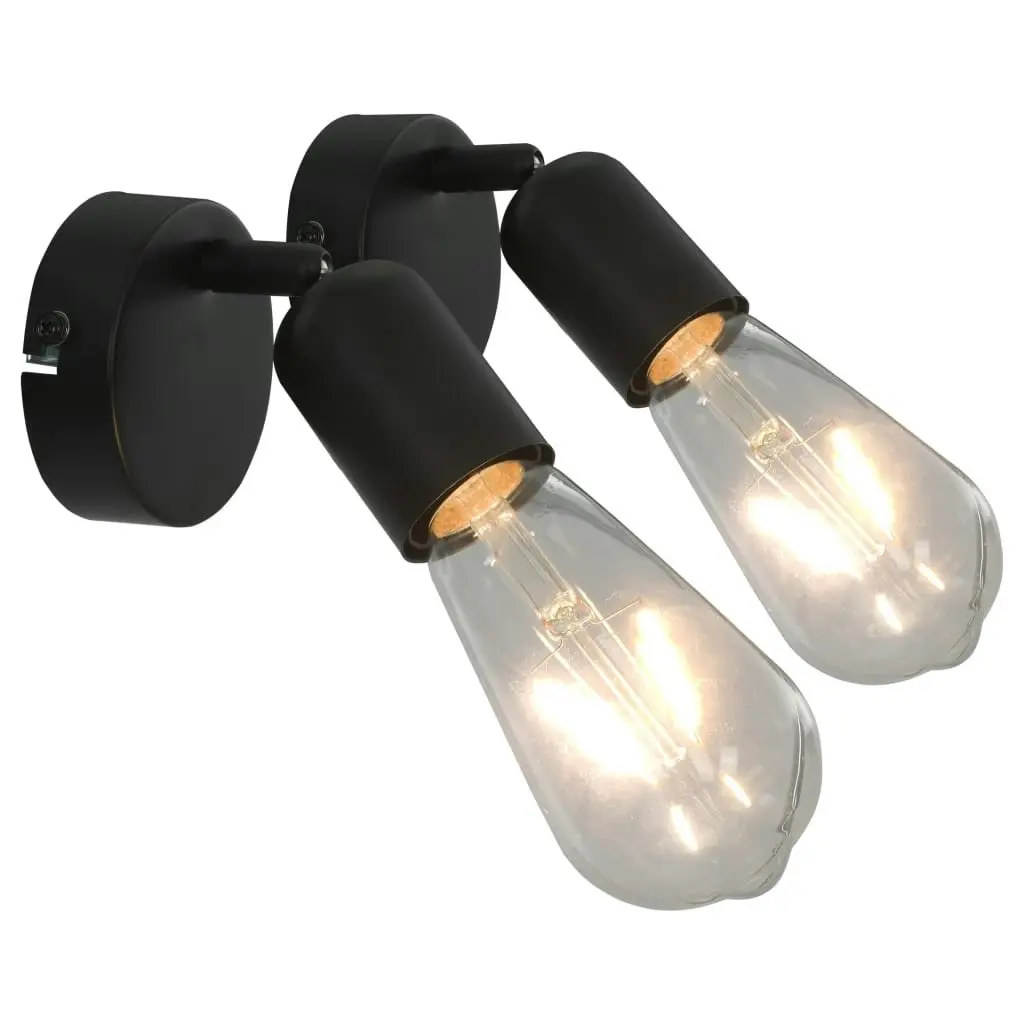 Spot Lights 2 pcs with Filament Bulbs 2 W Black E27 281411