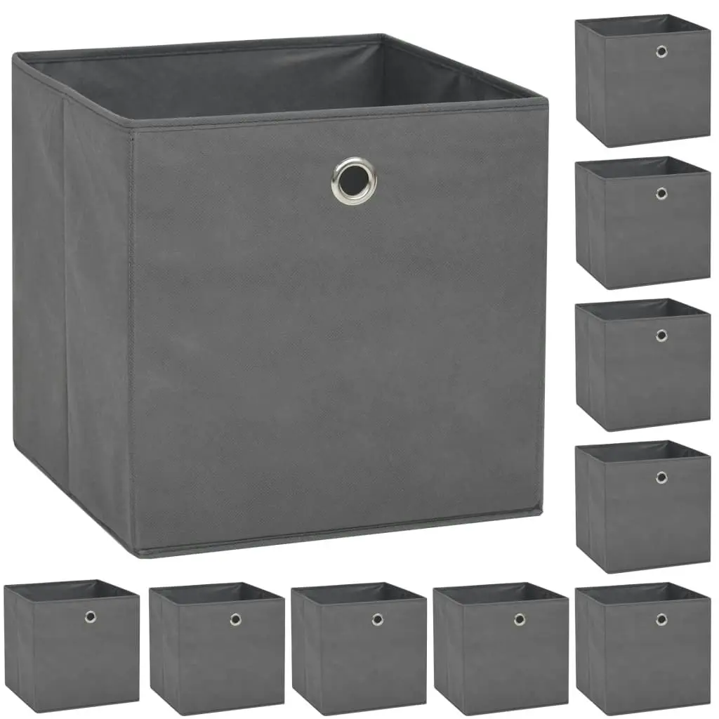 Storage Boxes 10 pcs Non-woven Fabric 32x32x32 cm Grey 245748