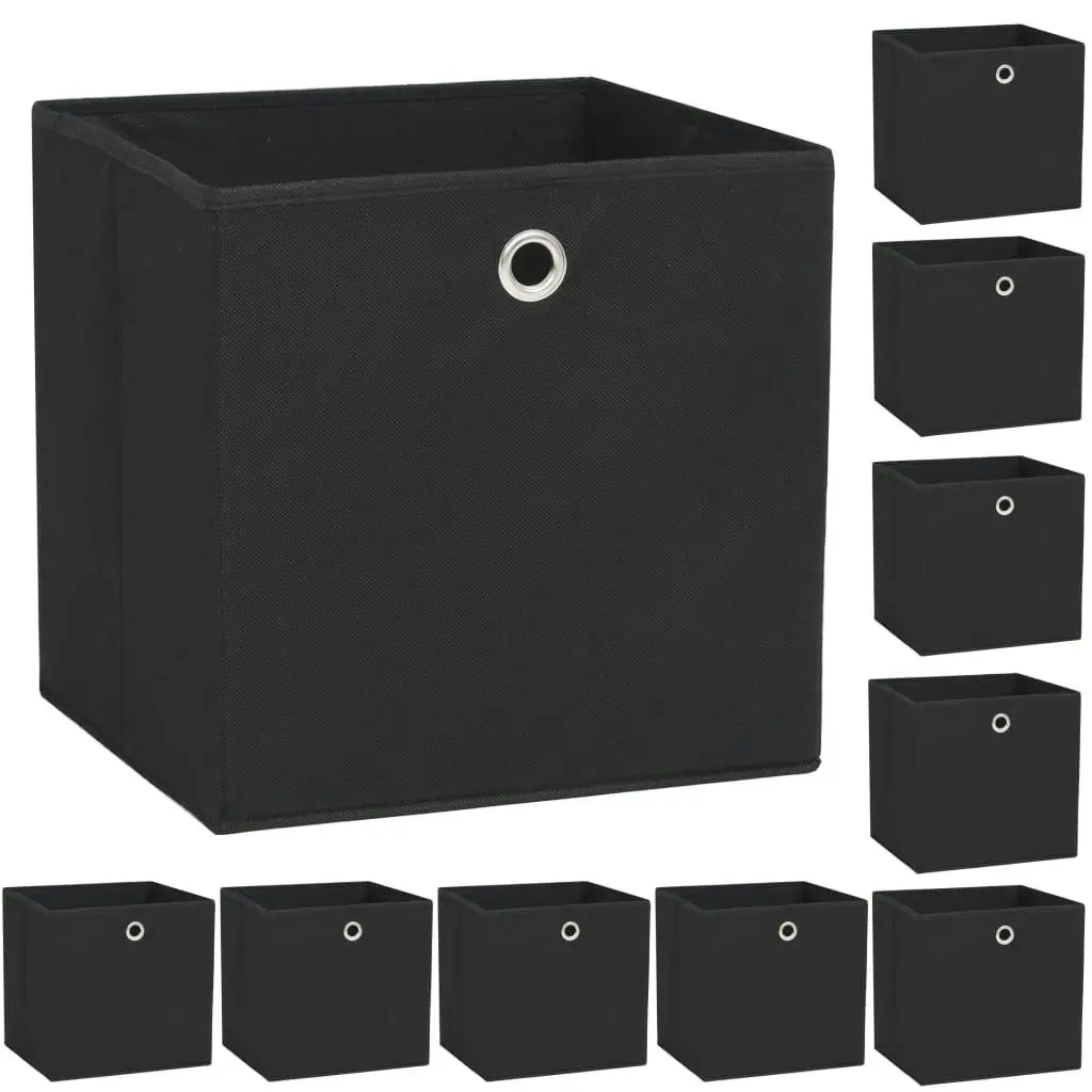 Storage Boxes 10 pcs Non-woven Fabric 32x32x32 cm Black 245746