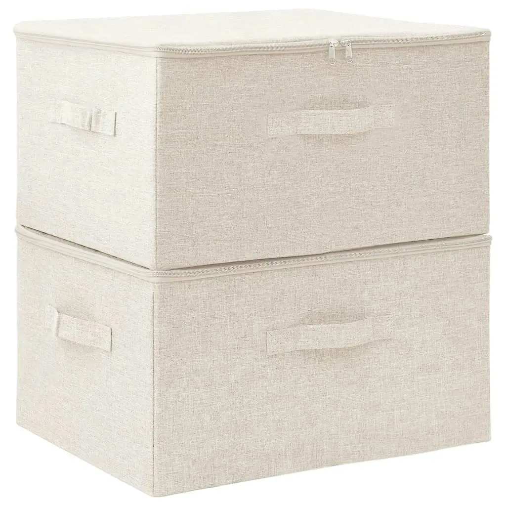 Storage Boxes 2 pcs Fabric 43x34x23 cm Cream 332911