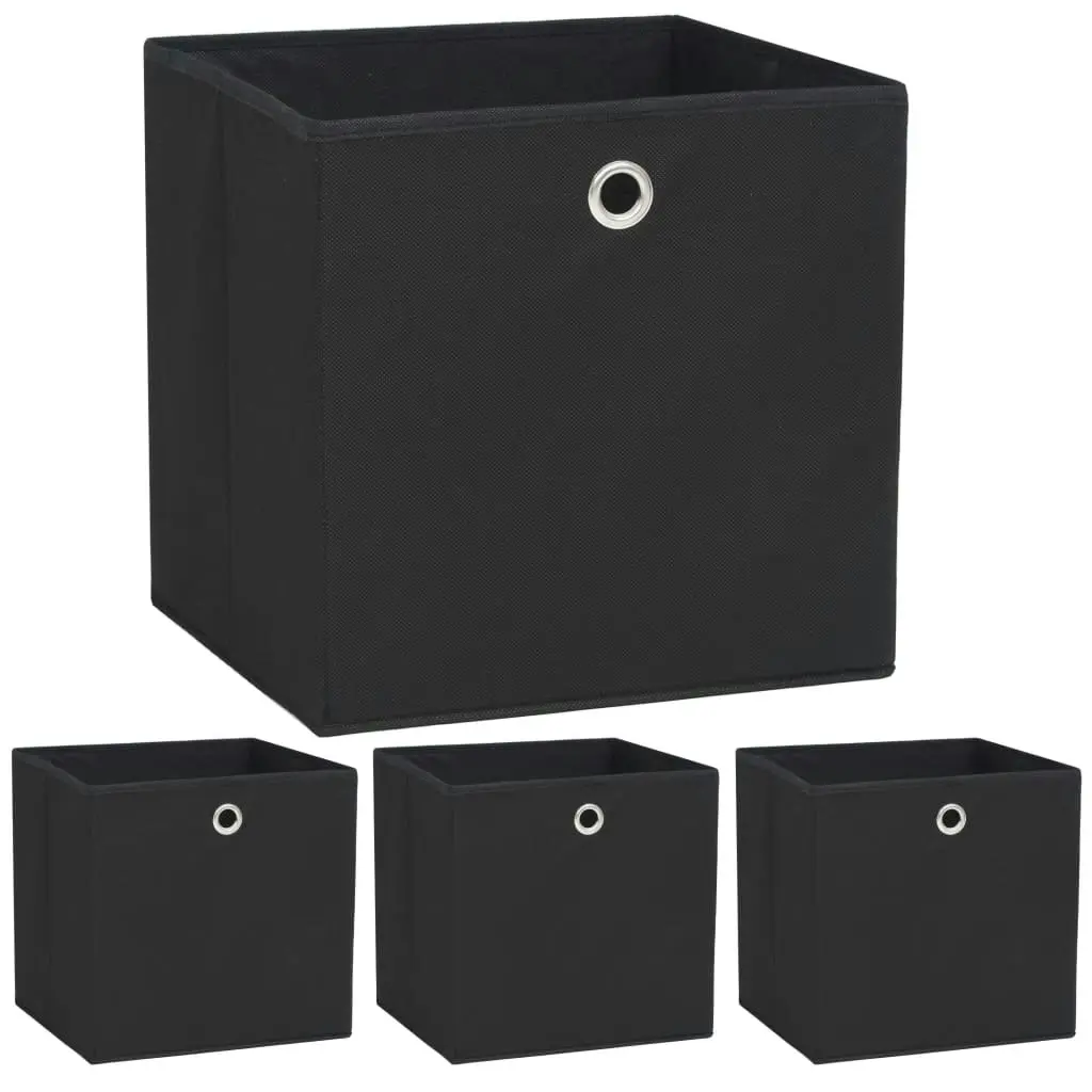 Storage Boxes 4 pcs Non-woven Fabric 32x32x32 cm Black 245745