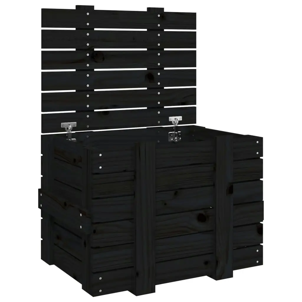 Storage Box Black 58x40.5x42 cm Solid Wood Pine 824997