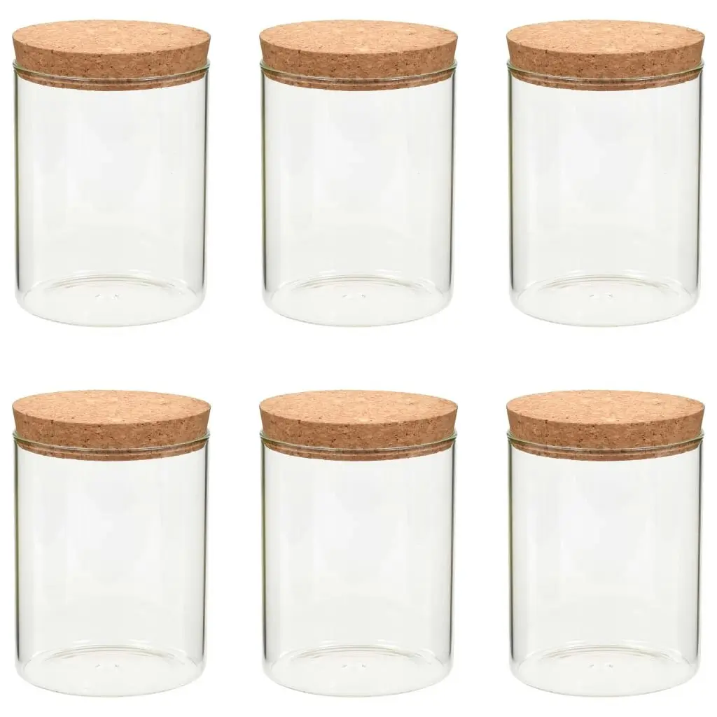 Storage Glass Jars with Cork Lid 6 pcs 650 ml 50839