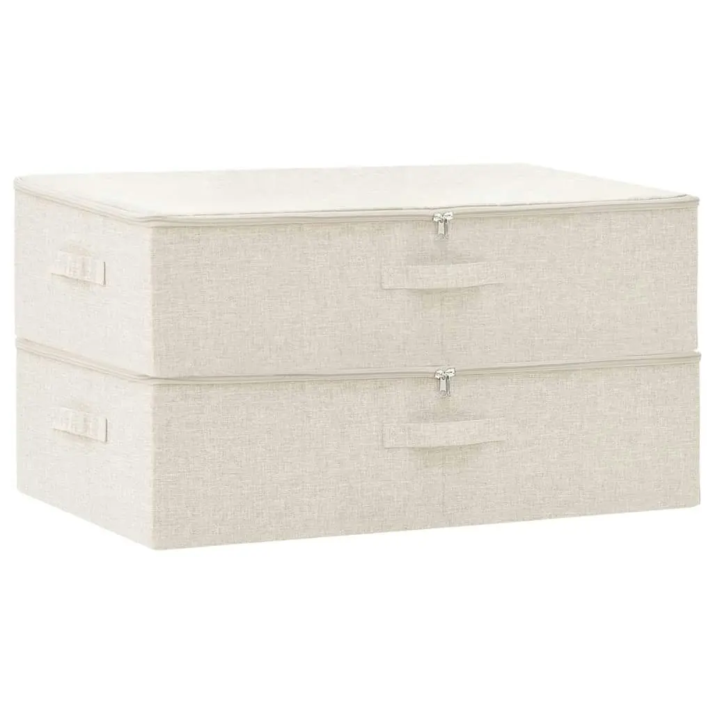 Storage Boxes 2 pcs Fabric 70x40x18 cm Cream 332908