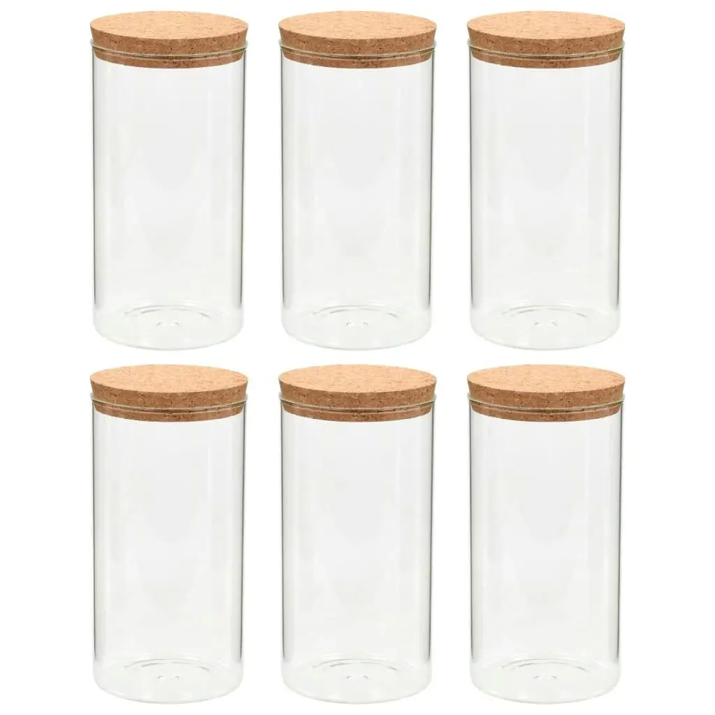 Storage Glass Jars with Cork Lid 6 pcs 1100 ml 50840