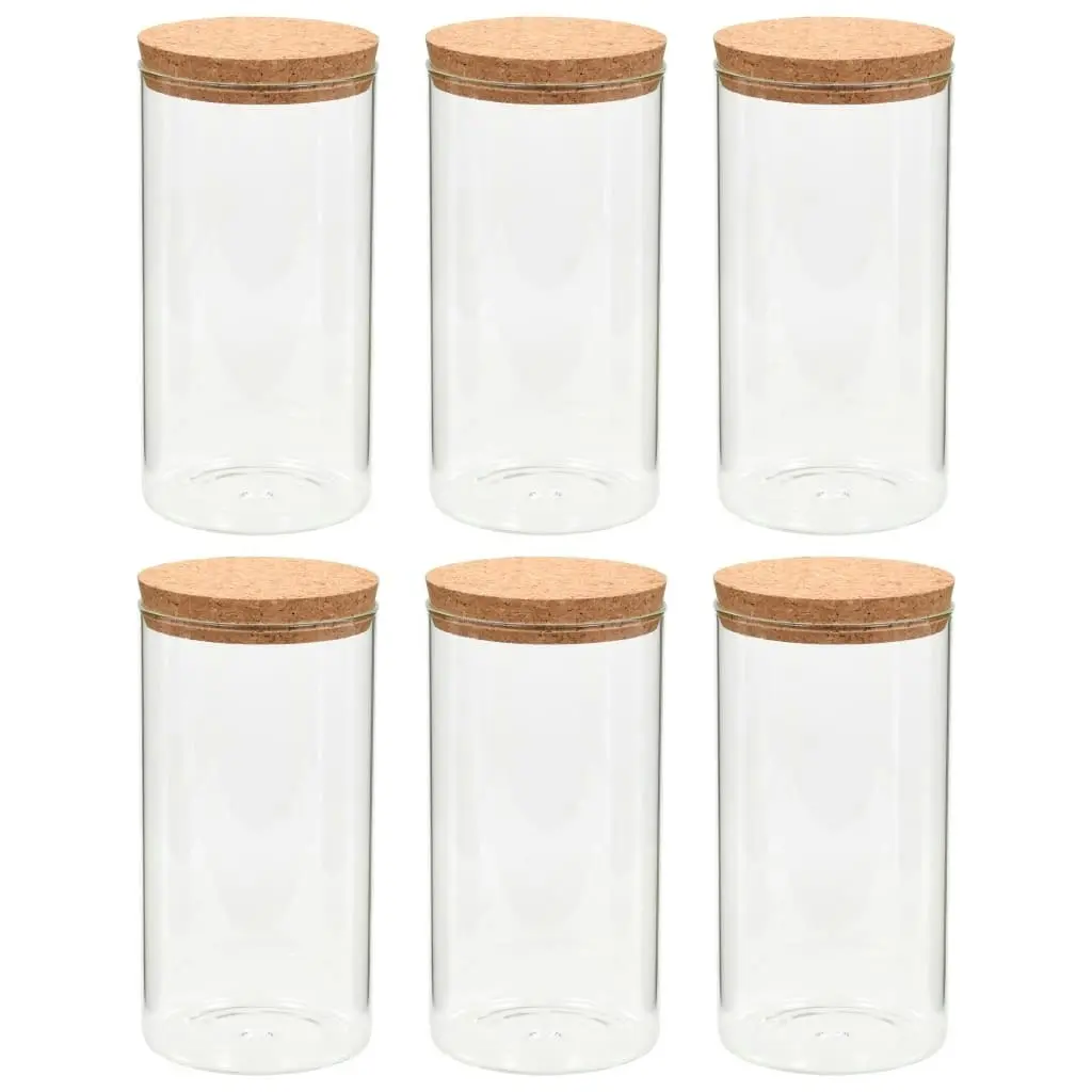 Storage Glass Jars with Cork Lid 6 pcs 1400 ml 50841