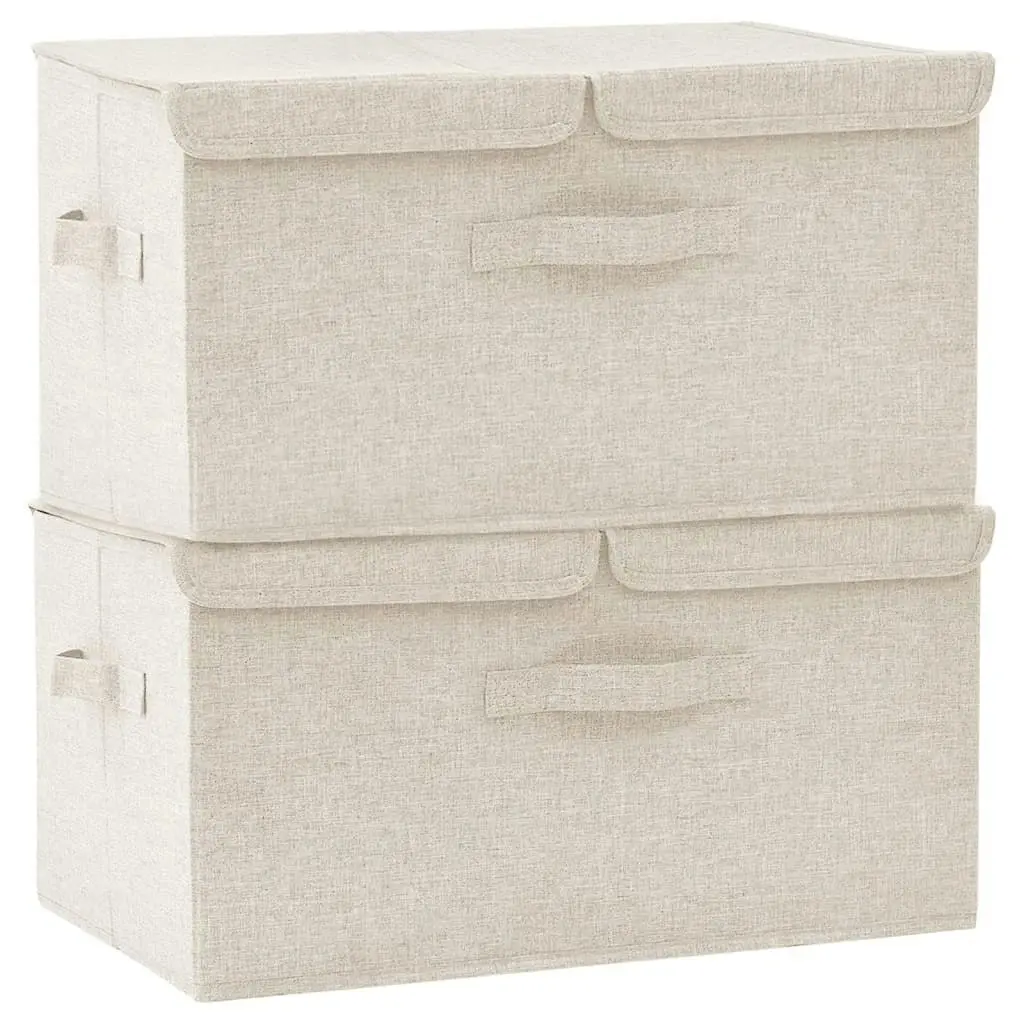 Storage Boxes 2 pcs Fabric 50x30x25 cm Cream 332917