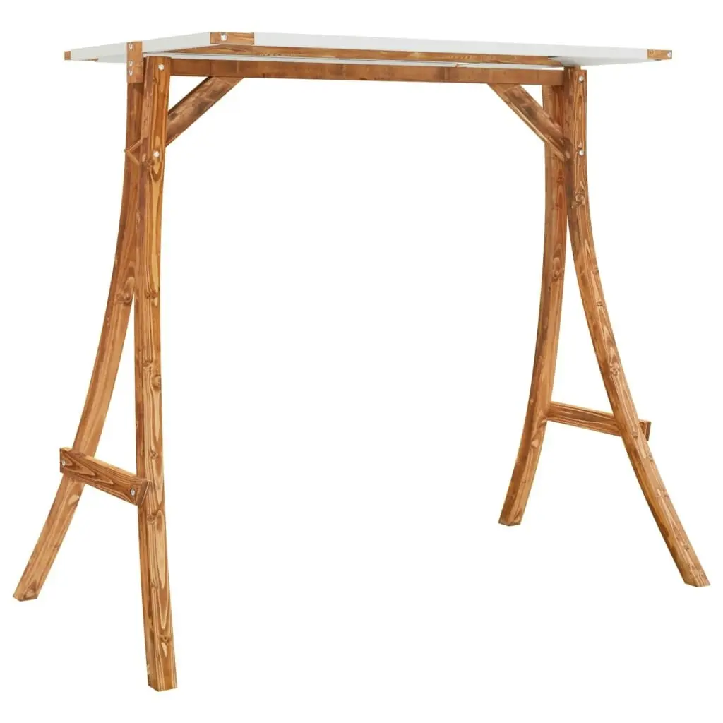 Swing Frame with Cream Roof Solid Bent Wood with Teak Finish 313935