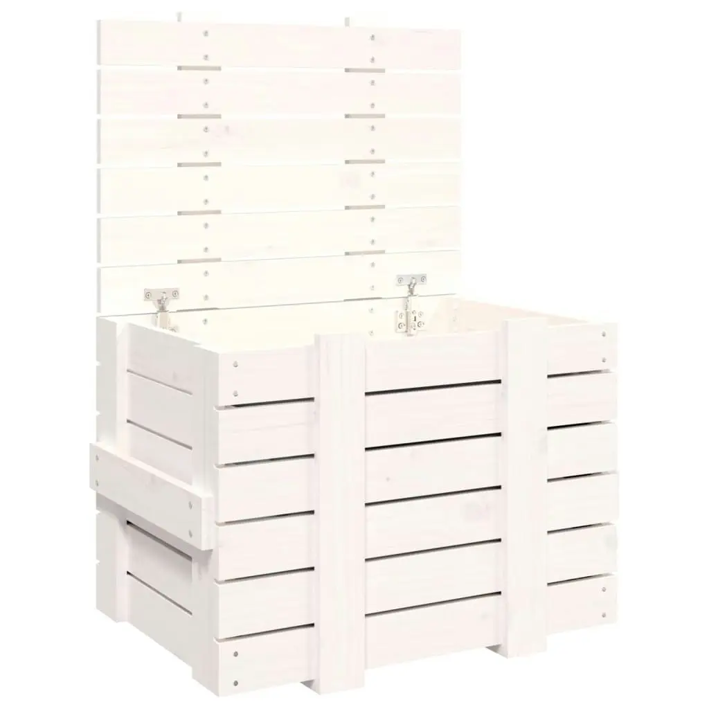 Storage Box White 58x40.5x42 cm Solid Wood Pine 824994