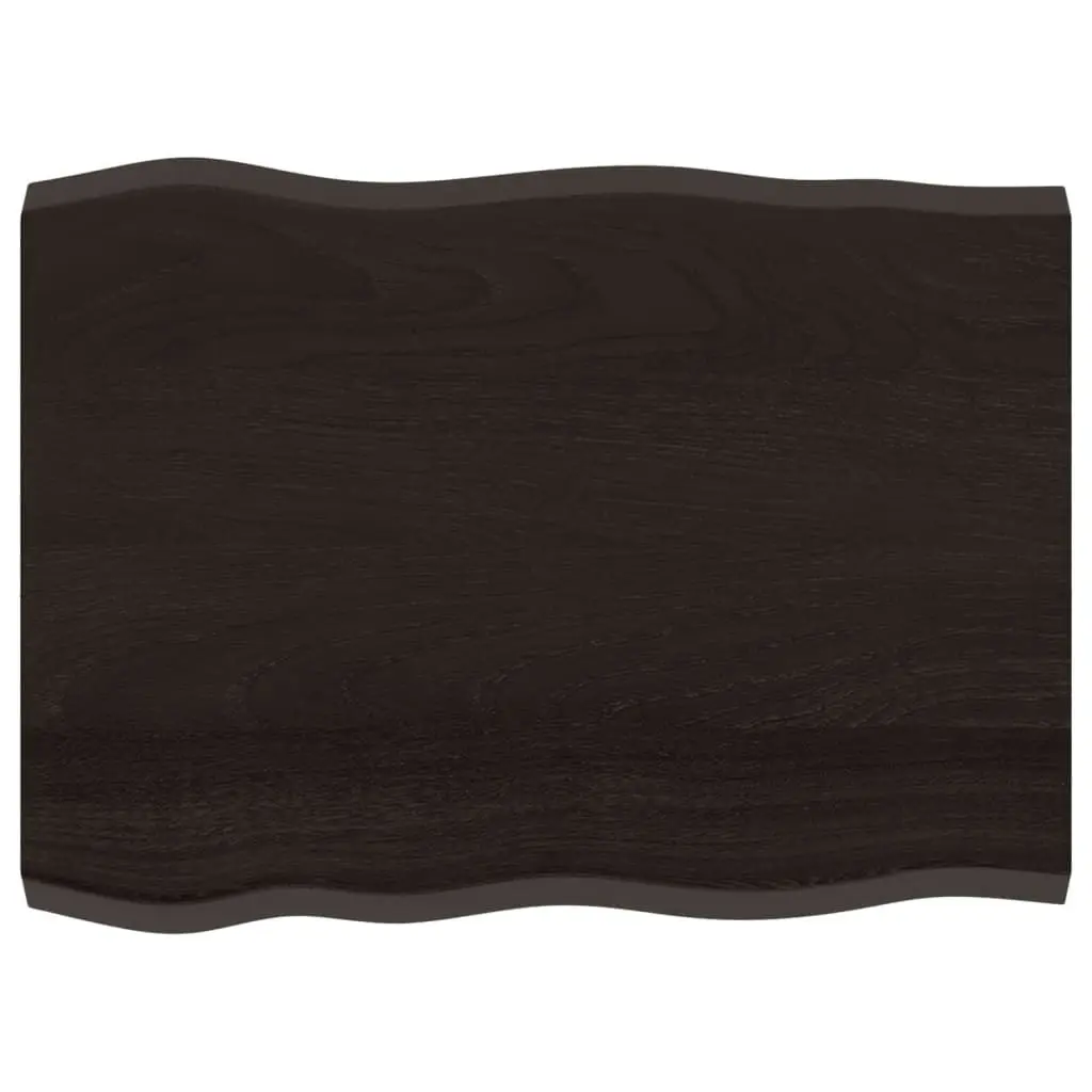 Table Top Dark Brown 80x60x(2-4) cm Treated Solid Wood Live Edge 364011