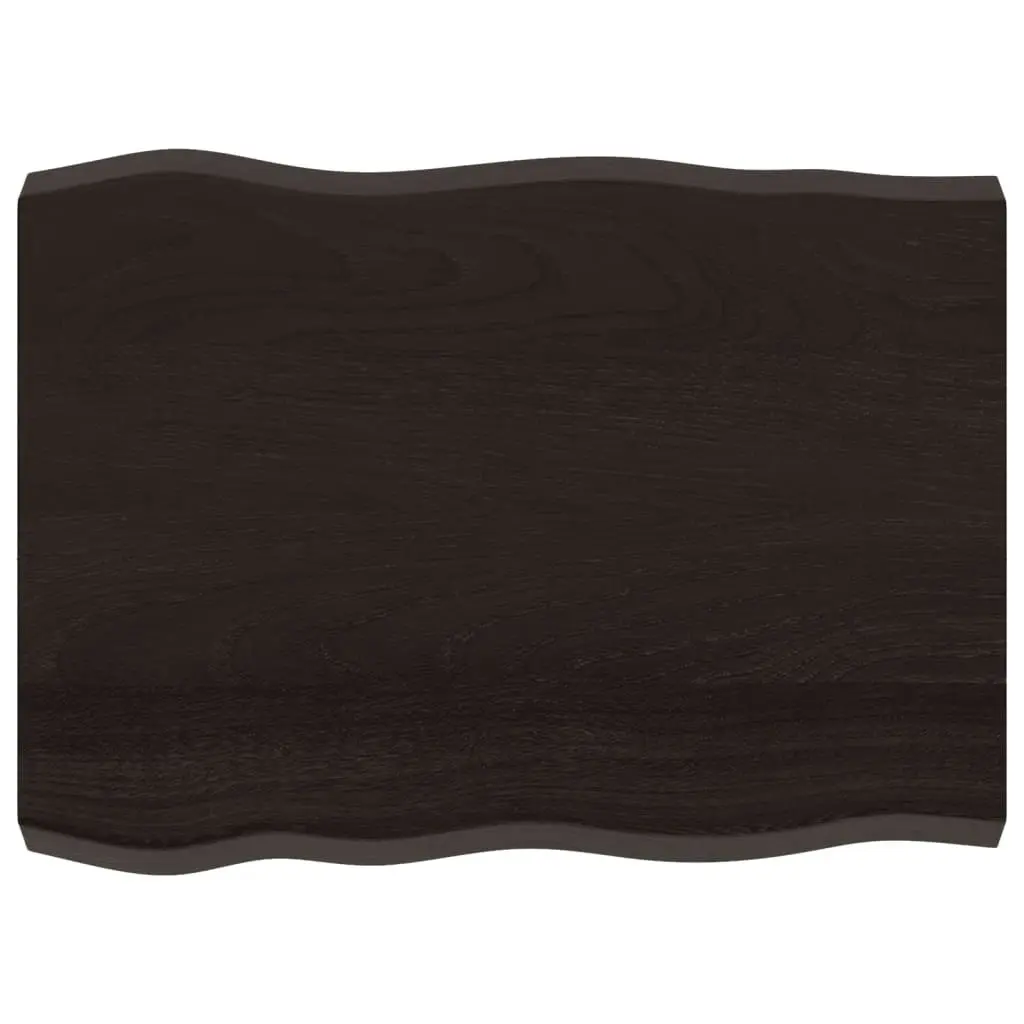 Table Top Dark Brown 80x60x(2-6) cm Treated Solid Wood Live Edge 364012