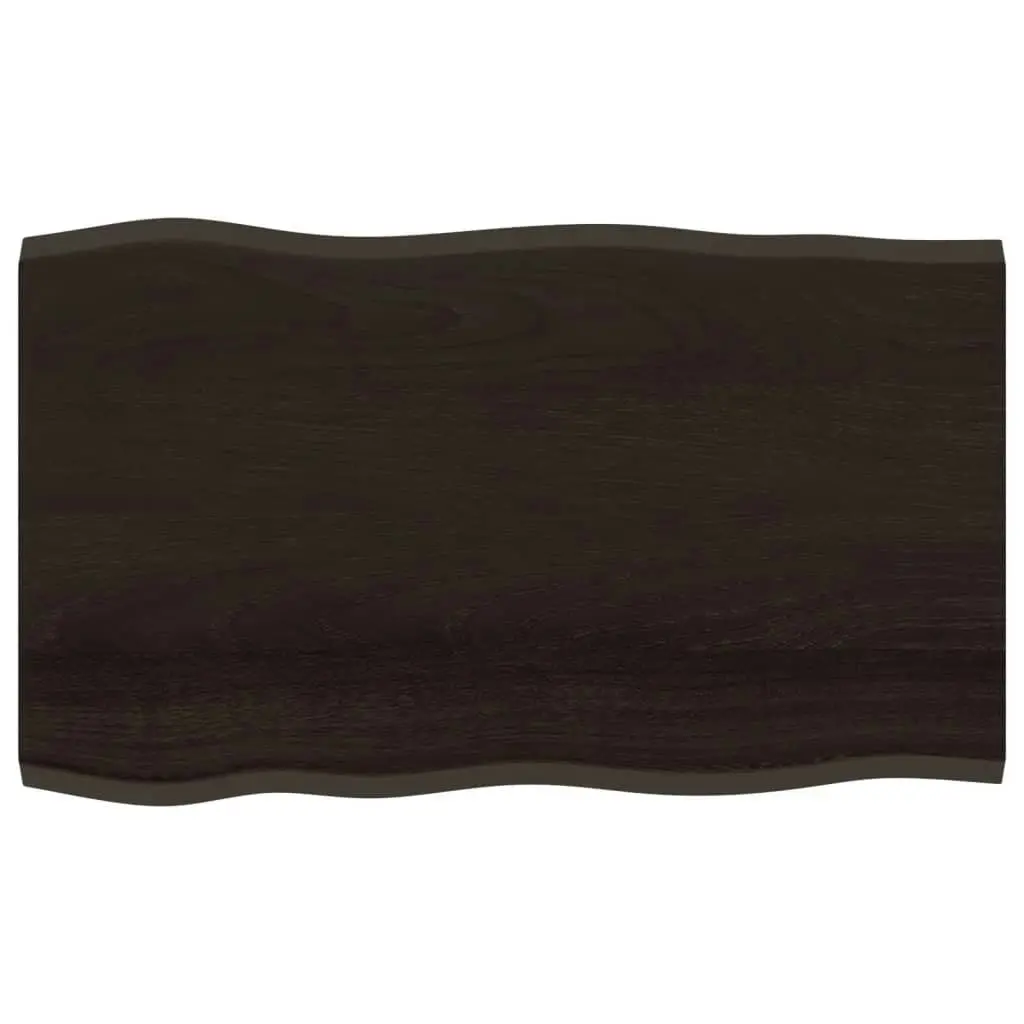 Table Top Dark Brown 100x60x2 cm Treated Solid Wood Oak Live Edge 364019