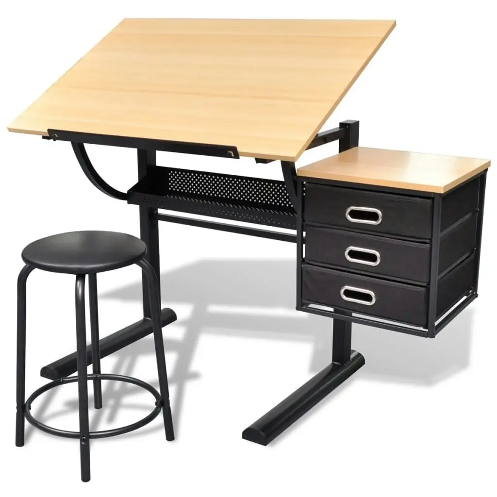 Three Drawers Drawing Table with Stool 20088