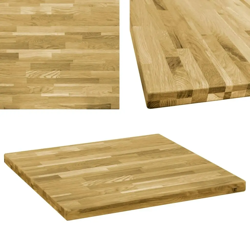 Table Top Solid Oak Wood Square 44 mm 70x70 cm 245998