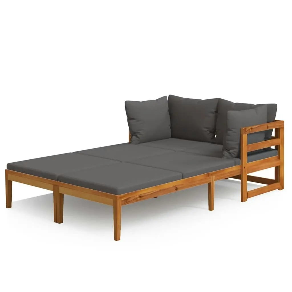 Sun Loungers with Dark Grey Cushions 2 pcs Acacia Wood 3087269