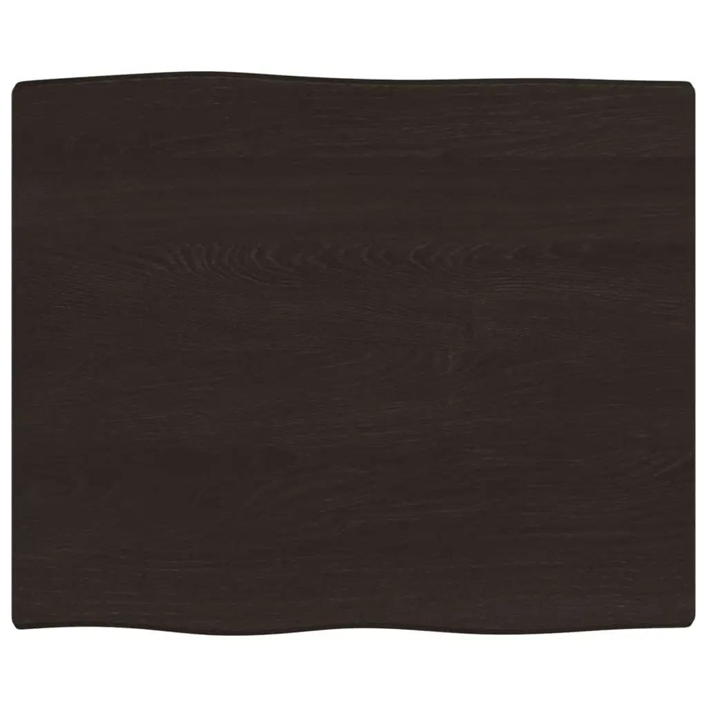 Table Top Dark Brown 60x50x2 cm Treated Solid Wood Oak Live Edge 363998