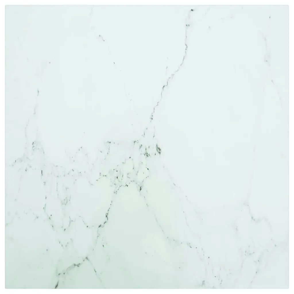 Table Top White 60x60 cm 6 mm Tempered Glass with Marble Design 322255